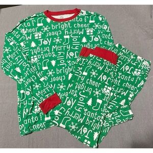 Carter's Adult Christmas Unisex Pajamas XXL Green Red Holiday Snug Fit